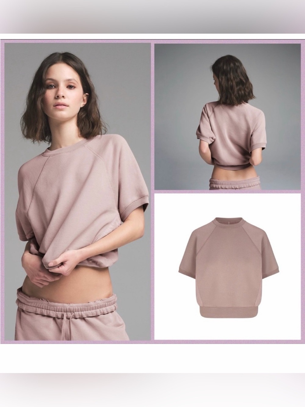 SKIMS FRENCH TERRY DECONSTRUCTED RAGLAN SWEATSHIRT SS-STT-7770W FAWN SIZE: M
